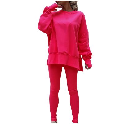 asntrgd Womens 2 Piece Lounge Set Oversized Side Slit Sweatshirts and Leggings Loungewear Tracksuit Travel Outfits