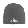 Soccer Ball Heartbeat Hat Knitted Winter Funny Beanie for Men Women Cute Knit Cap Deep Heather view 1