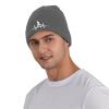 Soccer Ball Heartbeat Hat Knitted Winter Funny Beanie for Men Women Cute Knit Cap Deep Heather view 4