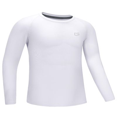 G Gradual Boys Youth Compression Shirt Long Sleeve Football Baseball Undershirt Quick Dry Sports Base Layer for Boy(B White,M)