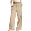 Amazon Warehouse Deals Today,Grey Wide Leg Sweatpants for Women,High Waisted Wide Leg Pants for Women Elastic Baggy Sweatpants Comfy Cotton Lounge Drawstring Flare Sweat Pants,Khaki #2,Medium view 1