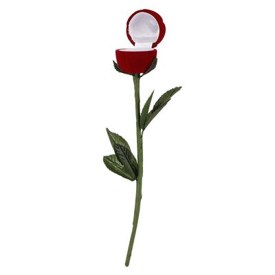 Red Rose Flower Ring Boxes, Red Rose Shape Propose Earring Jewelry Box Flower Ring Box Red Velvet Jewelry Storage Container for Girlfriends Lover Engagement Wedding Valentine Day