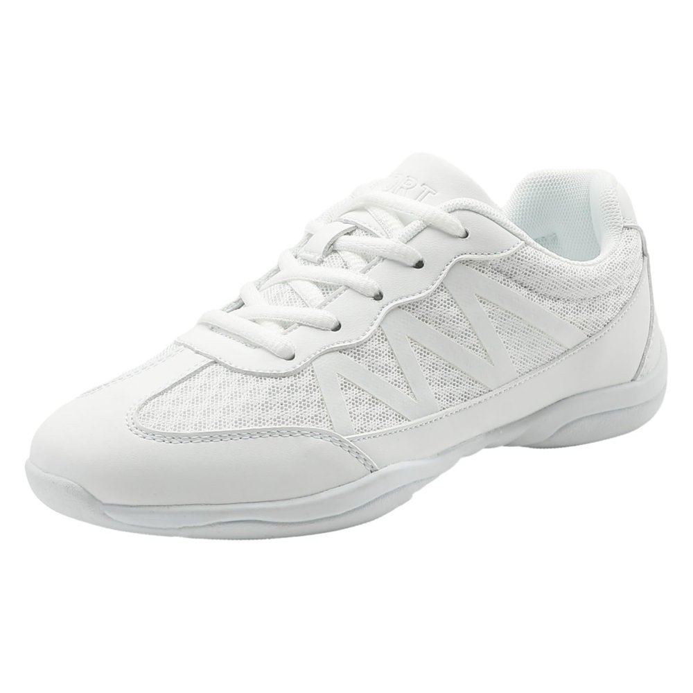 Kuikeiu White Cheer Shoes Breathable Lightweight Cheerleading Shoes for Girls Youth Competition Athletic Training Big Kid Size 3.5