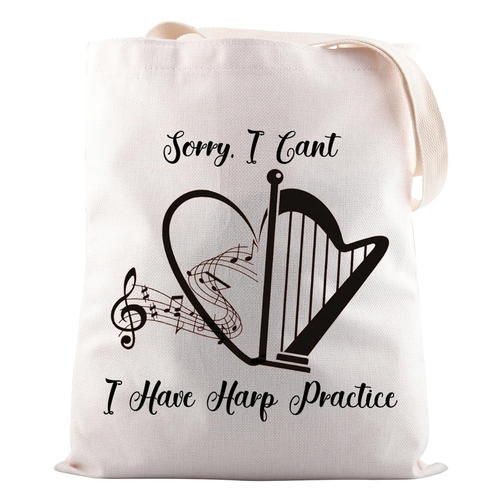 JNIAP Harpist Gift Sorry I Cant I Have Harp Practice Tote Bag Harp Player Gift (I Have Harp Tote Bag)
