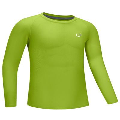 G Gradual Boys Youth Compression Shirt Long Sleeve Football Baseball Undershirt Quick Dry Sports Base Layer for Boy(Neon Lime,XS)