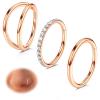 WBRWP 16G Nose Rings: 3pcs 316L Surgical Steel 7mm Double Hinged CZ Septum Conch Clicker Lip Rings Cartilage Helix Rook Tragus Daith Earring Hoops Body Piercing Jewelry view 1