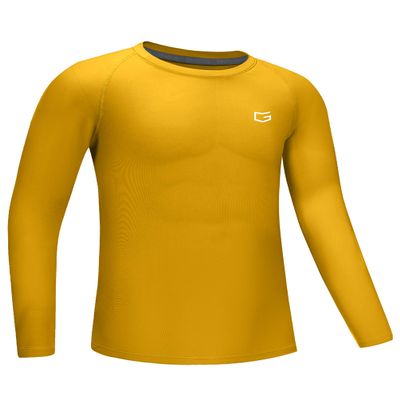 G Gradual Boys Youth Compression Shirt Long Sleeve Football Baseball Undershirt Quick Dry Sports Base Layer for Boy(Golden Yellow,L)