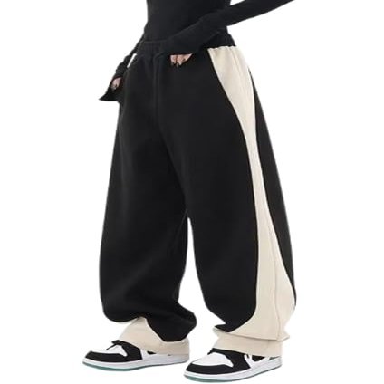 EMMIOL Wide Leg Sweatpants for Women, High Waisted Baggy Joggers, Barrel Leg Lounge Pants with Pockets Black