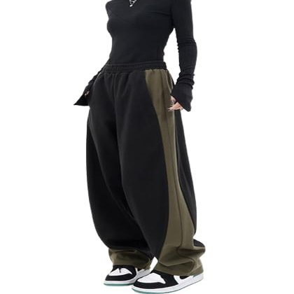 EMMIOL Wide Leg Sweatpants for Women, High Waisted Baggy Joggers, Barrel Leg Lounge Pants with Pockets Dark Green