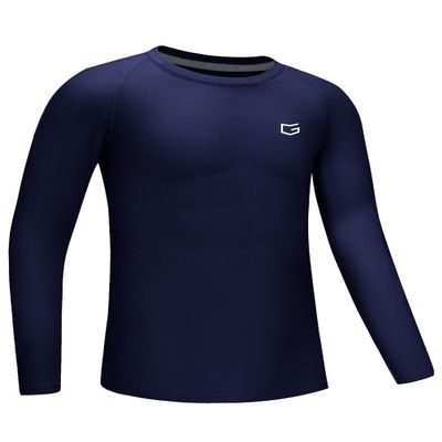 G Gradual Boys Youth Compression Shirt Long Sleeve Football Baseball Undershirt Quick Dry Sports Base Layer for Boy(Navy,S)