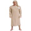 Hedmy Mens Long Sleeve Nightshirt Knee Length Nightgown Sleep Shirt Pajama Set with Sleeping Cap Champagne Large view 1