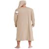 Hedmy Mens Long Sleeve Nightshirt Knee Length Nightgown Sleep Shirt Pajama Set with Sleeping Cap Champagne Large view 2