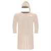 Hedmy Mens Long Sleeve Nightshirt Knee Length Nightgown Sleep Shirt Pajama Set with Sleeping Cap Champagne Large view 3