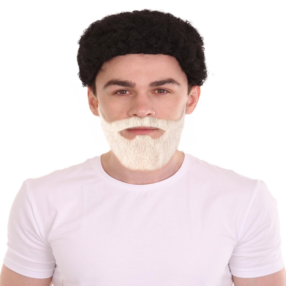 BC GOODS BY Adult Men's Cosplay Facial Hair, Synthetic Beard for Theatrical Looks, Flame-retardant Synthetic Fiber - Grey