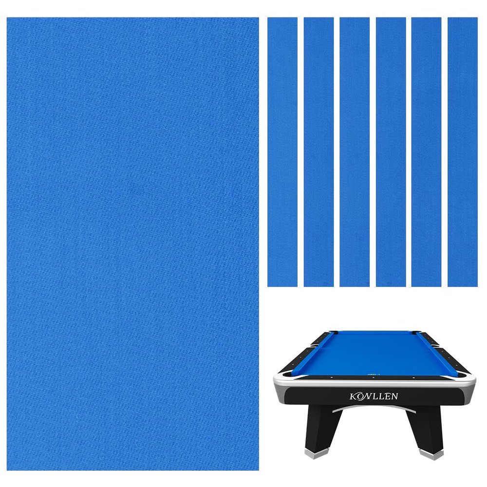 KONLLEN 9' Pool Table Felt with 6 Cloth Strips Pre Cut Billiard Table Cloth Felt Billiard Cloth for American Nine-Ball Pool Tables