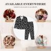 HWCAVB Dog Bone Traces White Womens Pajamas Long Sleeve Pajama Set Button Down Cardigan Pant Pj Set Loungewear Shirt Breathable Tops Bottom view 3