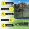 Trampoline Safety Net Replacement, Enclosure Surround Netting with Dual-Headed Zippers and Protection Buckles & Enhanced Hook, for 6/8/10/12/13/14/16FT Round Frame Trampoline, 8 FT - 6 poles,Black view 3