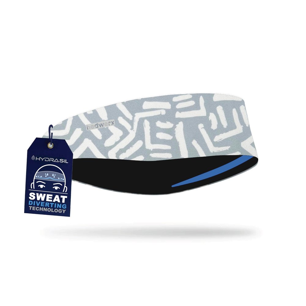 Hydra2 Headbands for Maximum Sweat Diversion | Lightweight and Breathable Headband Design for Athletes, Running, Gym, and Outdoor Workouts | H2 Flatweave, Tribal Lt Gray