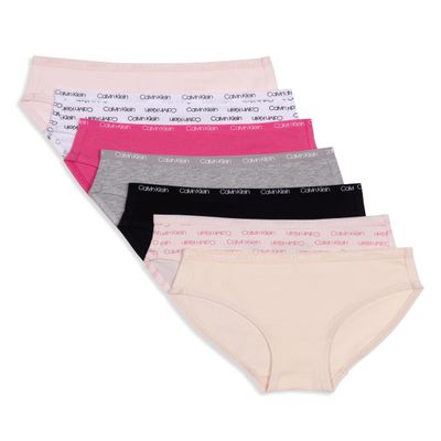 Calvin Klein Girls Bikini Cotton Bikini Stretch Underwear, Set of 7, Sizes S-XL (US, Alpha, Large, Regular, Multicolor)