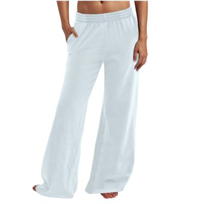 Lolvmvchi The Day of Deals of Order MYS,Womens Sweatpants Wide Leg,High Waisted Wide Leg Pants for Women Elastic Baggy Sweatpants Comfy Cotton Lounge Drawstring Flare Sweat Pants,White #6,Medium