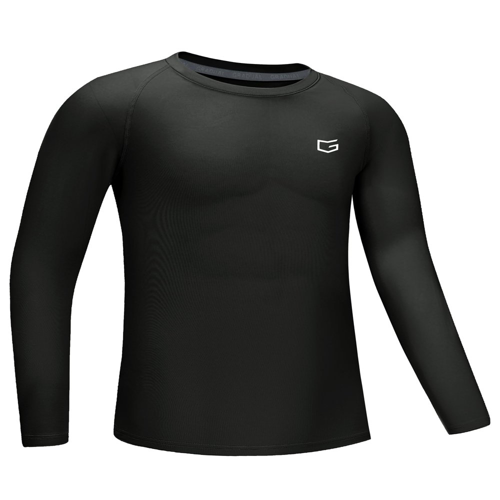 G Gradual Boys Youth Compression Shirt Long Sleeve Football Baseball Undershirt Quick Dry Sports Base Layer for Boy(Grey,XS)
