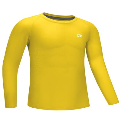 G Gradual Boys Youth Compression Shirt Long Sleeve Football Baseball Undershirt Quick Dry Sports Base Layer for Boy(Yellow,S)