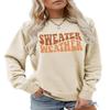 Sacpceml Sweater Weather Sweatshirt, Vintage Graphic Cozy Season Shirt Women Crewneck Funny Fall Winter Weather Pullovers Beige view 1