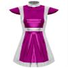 Linjinx Women's Adult Halloween Astronaut Costume Alien Dress Up Shiny Metallic Contrast Dress Hot Pink 3X-Large view 3