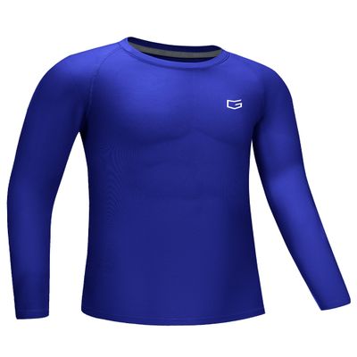 G Gradual Boys Youth Compression Shirt Long Sleeve Football Baseball Undershirt Quick Dry Sports Base Layer for Boy(Blue,M)