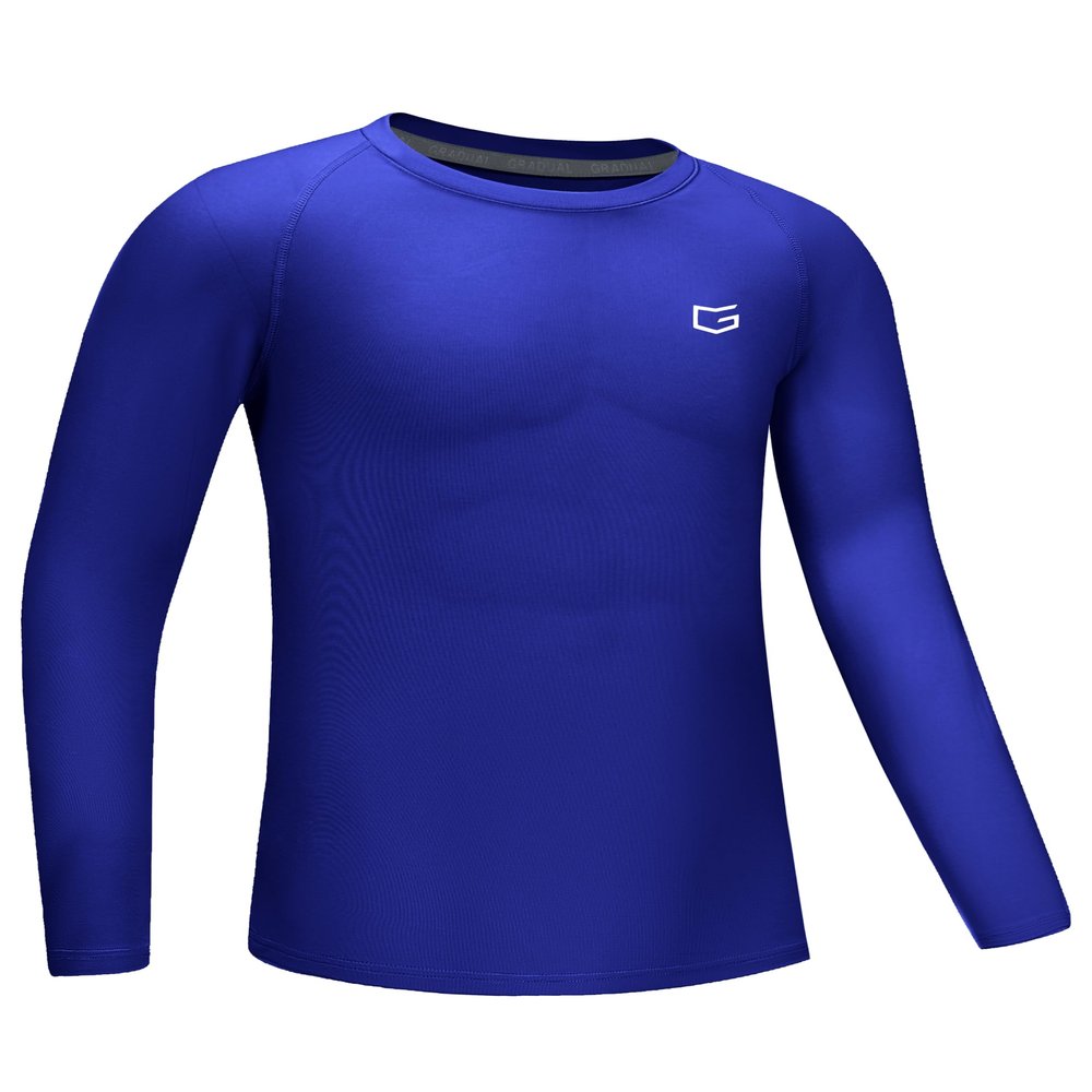 G Gradual Boys Youth Compression Shirt Long Sleeve Football Baseball Undershirt Quick Dry Sports Base Layer for Boy(Blue,M)