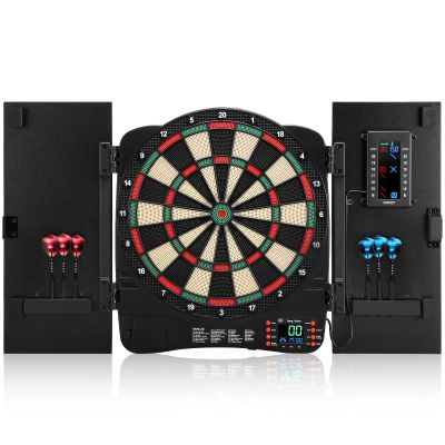 Electronic Dartboard Cabinet, Digital Soft Tip Dartboards with LED Scoreboard, Dart Board Set with 40 Games 420 Variants, 6 Darts, 100 Tips