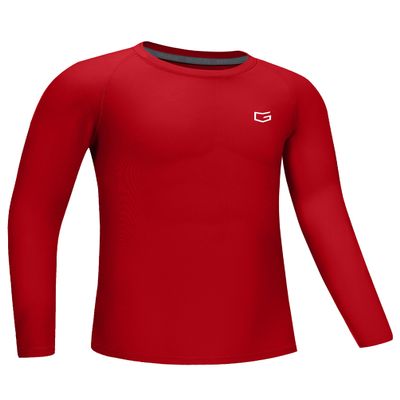 G Gradual Boys Youth Compression Shirt Long Sleeve Football Baseball Undershirt Quick Dry Sports Base Layer for Boy(A Red,XS)