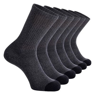 5 Pairs Athletic Crew Socks Wicking Sport Running Calf Socks Performance Cushioned Breathable Socks for (Grey, One Size)