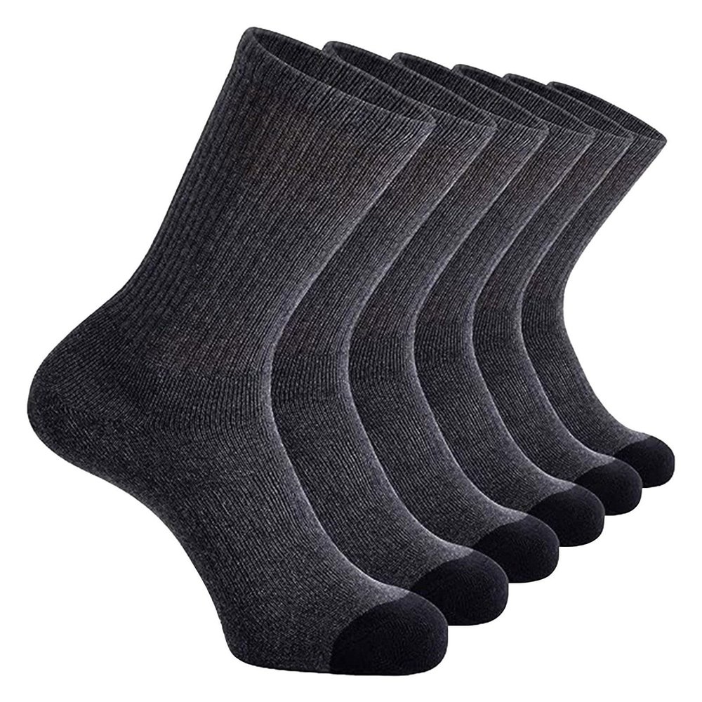 5 Pairs Athletic Crew Socks Wicking Sport Running Calf Socks Performance Cushioned Breathable Socks for (Grey, One Size)