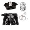 Lejafay Men's Cosplay Sexy Underwear Police Officier Costume Uniform Leather Boxer Shorts Outfits Black 3X-Large view 1
