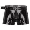 Lejafay Men's Cosplay Sexy Underwear Police Officier Costume Uniform Leather Boxer Shorts Outfits Black 3X-Large view 3