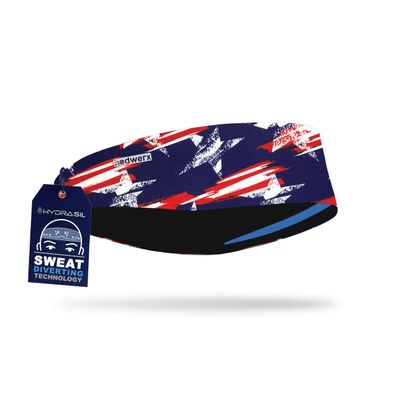 Hydra2 Headbands for Maximum Sweat Diversion | Lightweight and Breathable Headband Design for Athletes, Running, Gym, and Outdoor Workouts | H2 Flatweave, Stars & Stripes