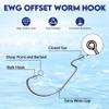 Eupheng Offset EWG Worm Hooks for Bass Fishing, Wide Gap Hooks for Texas Rig, Soft Plastic Baits, Freshwater & Saltwater, Sizes #4 to 5/0 view 2