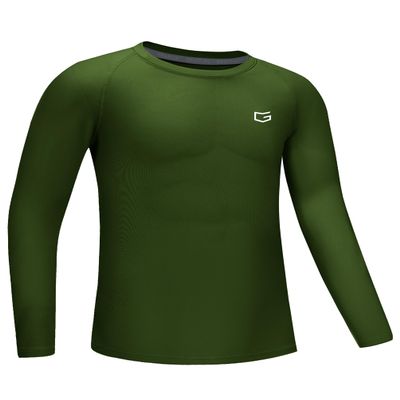 G Gradual Boys Youth Compression Shirt Long Sleeve Football Baseball Undershirt Quick Dry Sports Base Layer for Boy(Green,XS)
