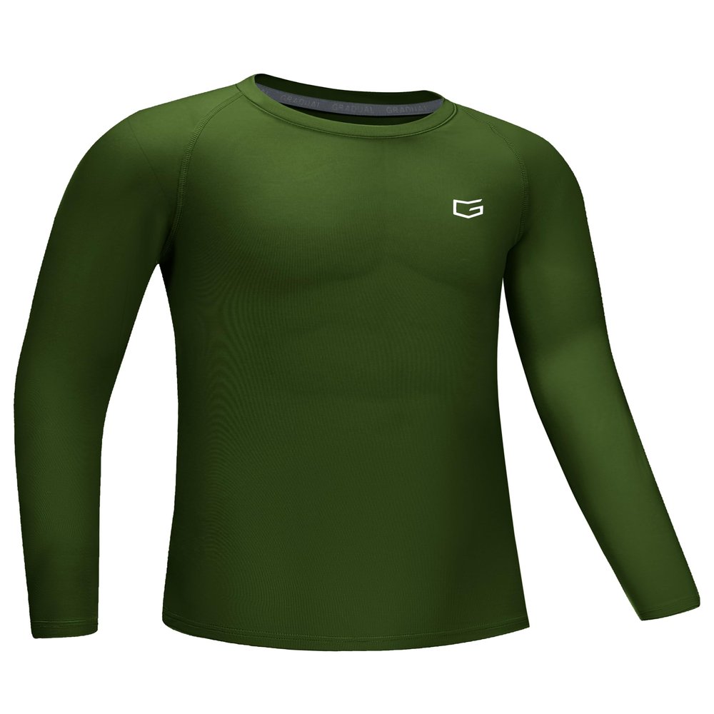 G Gradual Boys Youth Compression Shirt Long Sleeve Football Baseball Undershirt Quick Dry Sports Base Layer for Boy(Green,XS)