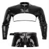 iiniim Men's Wet Look Slim Fit Half Shrug Muscle Top with Shorts Clubwear Rave Party Outfits Black Medium view 1
