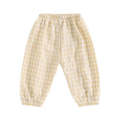 Toddler Baby Girls Boys Checkered Pants Elastic Waistband Cute Casual Loose Bloomers Long Trousers Pull On Joggers (Khaki, 0-6 Months)