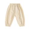 Toddler Baby Girls Boys Checkered Pants Elastic Waistband Cute Casual Loose Bloomers Long Trousers Pull On Joggers (Khaki, 0-6 Months) view 1