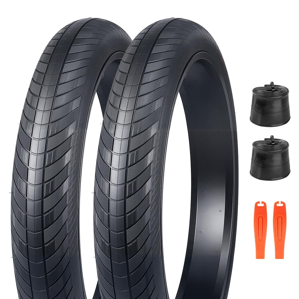 BALINGE 2 Pack 26x3.0 Fat Bike Tires ebike Tires Mountain Bike Heavy Duty High-Performance Wear-Resistant E-Bike Mountain Snow Bike Tire 26 x 3 Fat tireBlack (2 Tires + 2 Tubes + 2 levers)
