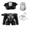 Lorilida Mens 4PCS Police Officer Costume Outfit Patent Leather Boxer Shorts Cop Cosplay Uniform Set Black Large view 1