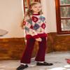Rolanko Wide Leg Velvet Pants for Girls Dressy Palazzo Pants Ribbed Sparkly Corduroy Pant for Girls Christmas Holiday Party (Burgundy Red, 6-7 Years) view 4