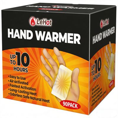 Hand Warmers - 90 Packs Hot Hands Disposable Heat Pad, Hot Hands Hand Warmers, Up to 10 Hours of Safe and Continuous Heat, Perfect for Camping, Outdoor Skiing, Fishing Ideal for Outdoors and Travel.