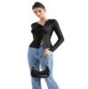 SUUKSESS Women Button Down Ribbed Tops Long Sleeve Trendy Going Out Fitted Modal Shirts for Fall (Black, S) view 3