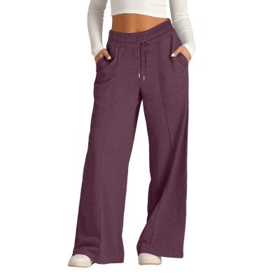 Daily The Day Of Deals Of Prime Today Only,Grey Wide Leg Sweatpants For Women,High Waisted Wide Leg Pants For Women Elastic Baggy Sweatpants Comfy Cotton Lounge Drawstring Flare Sweat Pants,Wine #3,Sm
