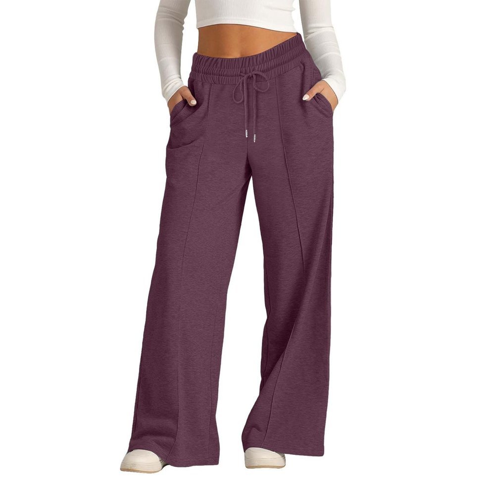 Daily The Day Of Deals Of Prime Today Only,Grey Wide Leg Sweatpants For Women,High Waisted Wide Leg Pants For Women Elastic Baggy Sweatpants Comfy Cotton Lounge Drawstring Flare Sweat Pants,Wine #3,Sm